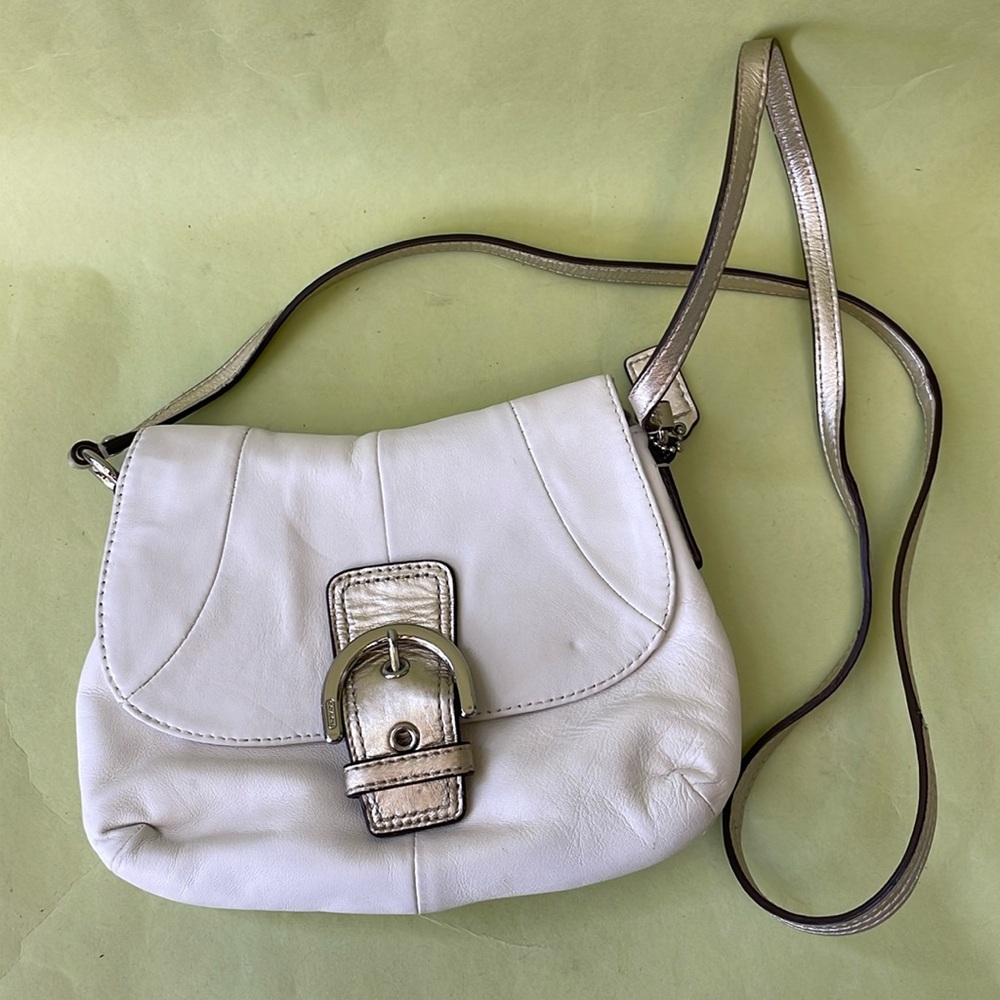 Vintage cream/gold Coach SoHo leather mini bag with silver hardware - Picture 3 of 14